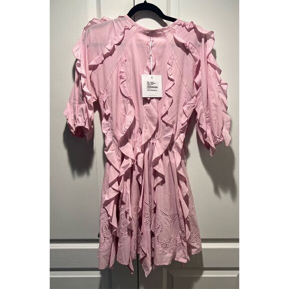 LACE the Label Pink GAIA FRILLS Mini Dress Vacation Size S NWT$490 - Picture 5 of 8